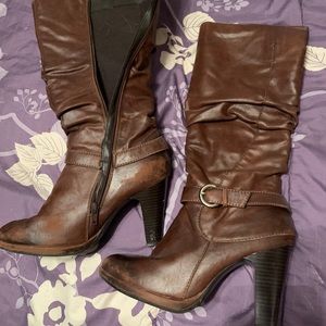 Brown / Red Heeled Boots